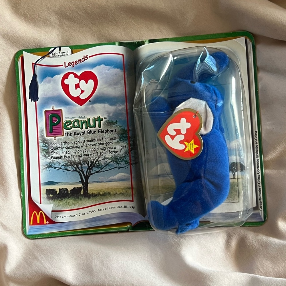 NEW Ty Legends Peanut the Royal Blue Elephant Beanie Baby